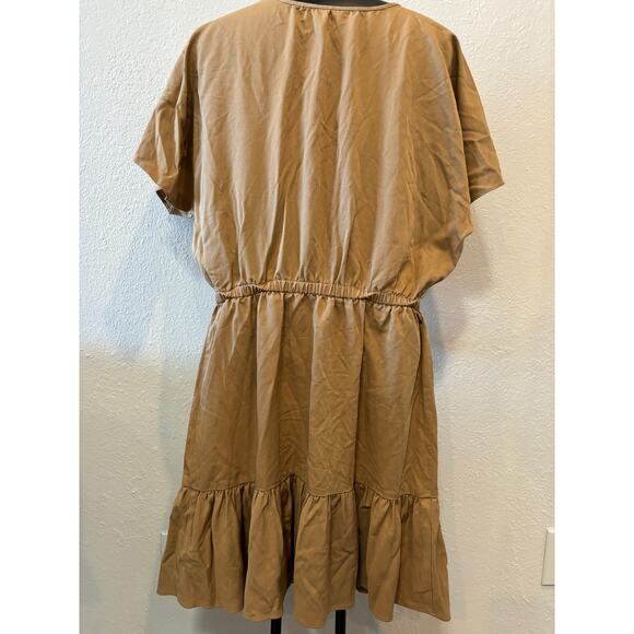 Out of Office by Trina Turk Dress Womens Size M Medium Brown Tencel Ruffles - Picture 2 of 4